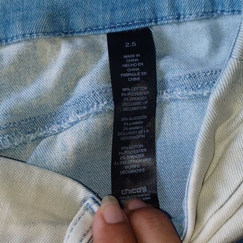 Chico's Light Blue Patchwork Ankle Jeans - Picture 6 of 9